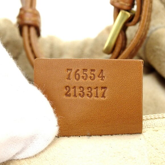 authenticity guaranteed GUCCI Tote Bag Reather Tag Beige Suede Leather used - Picture 8 of 8